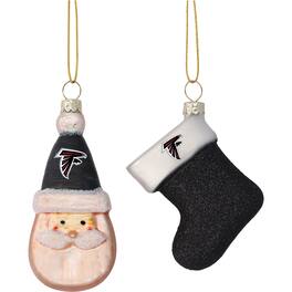 The Memory Company - Atlanta Falcons Two-Pack Santa & Stocking Blown Glass Ornament Set - Multicolor