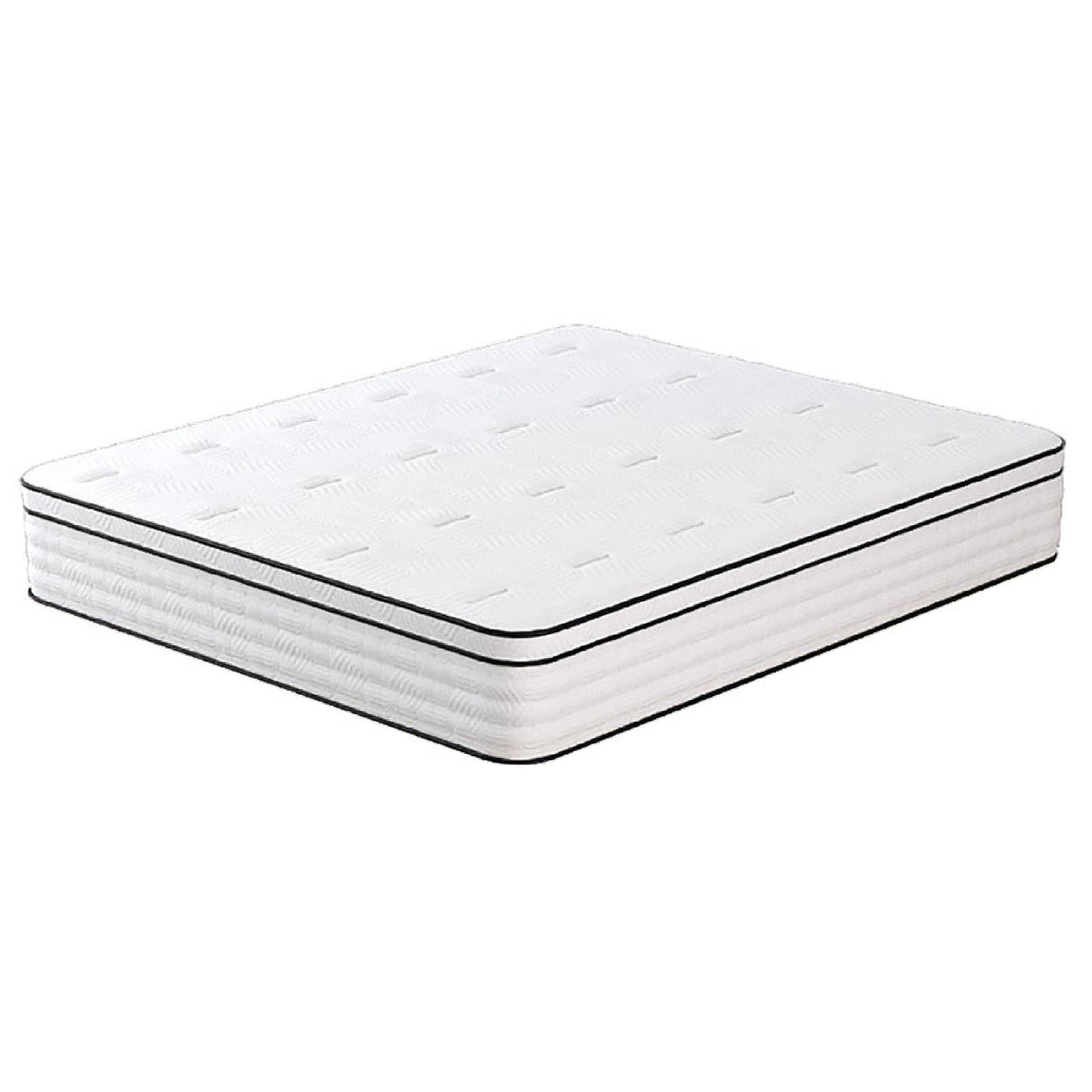 Front. Manhattan Lane - Mysa King Size Euro Top Mattress, Pocket Coil Springs, 12 Inch - White, Black.