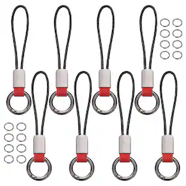 Unique Bargains - 8pcs Car Keychain Finger Ring, Leather Keyring Short Zinc Alloy Lanyard with Metal Ring Key Fob for Keys Bag - Red