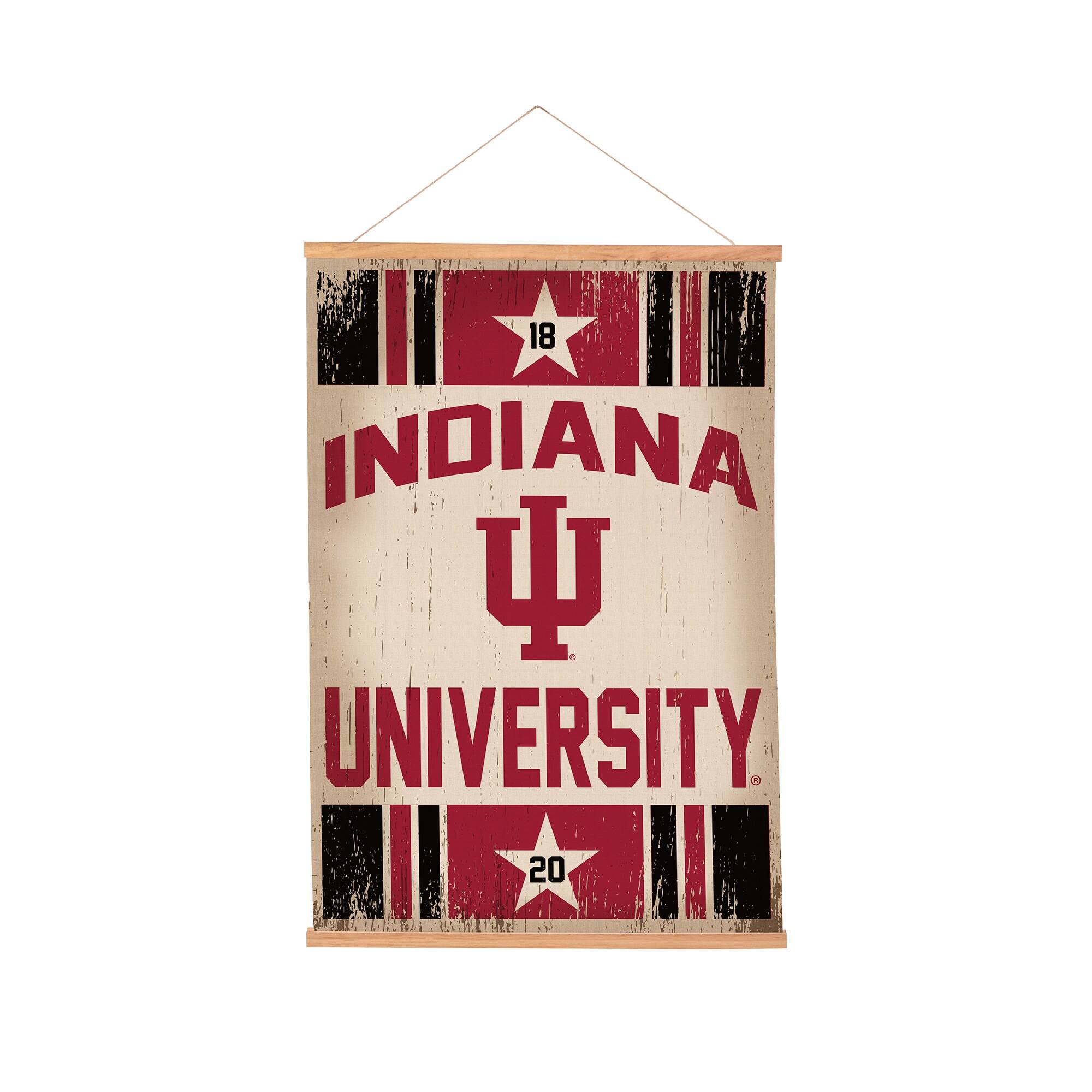 Indiana Hoosiers 24" x 36" Antique Style Canvas Wall Art Tapestry with Wood Frame