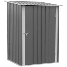 Outsunny - 3.3' x 3.4' Outdoor Storage Shed, Metal Garden Tool House with Sloping Roof and Lockable Door - Gray