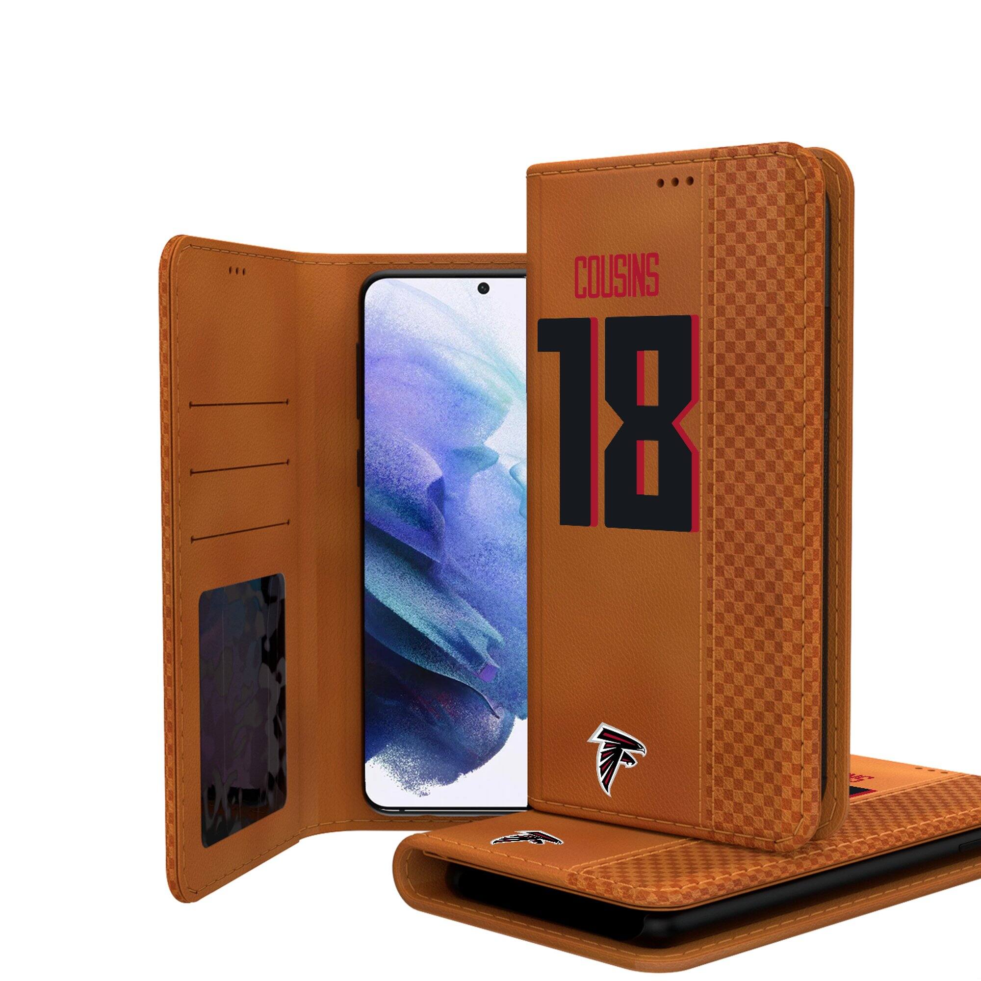 Front. Keyscaper - Kirk Cousins Brown Atlanta Falcons Galaxy Folio Case - S24 - Brown.