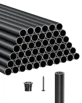 VEVOR - Staircase Balusters 51 Pack, 26 In Aluminum Stair Balusters, 3/4 In Water-Proof Round Metal Spindle Railing - Black