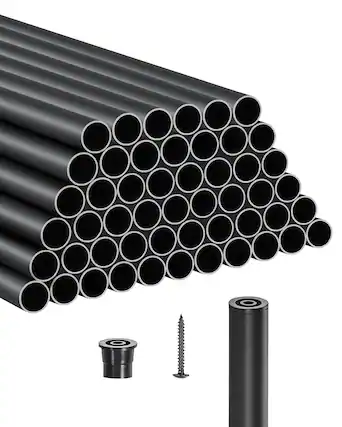 Front. VEVOR - Staircase Balusters 51 Pack, 32 In Aluminum Stair Balusters, 3/4 Inch Water-Proof Round Metal Spindle Railing - Black.