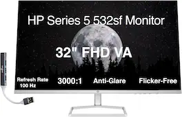 HP - Series 5 532sf Monitor 94F50AA#ABA Bundle w/Docztorm Dock, 32" FHD VA (1920x1080) Display,100Hz Refresh Rate w/DKZ Hub - Black