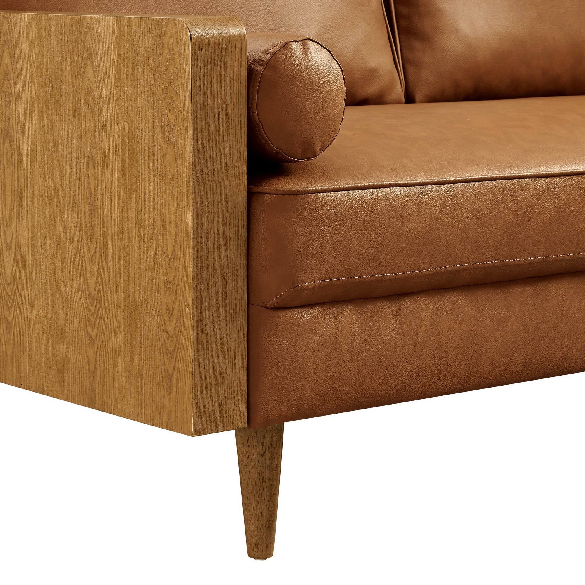 Alt View 3. Modway - Kellan Vegan Leather Sofa by Modway - Brown.