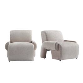 Manhattan Comfort - Verandah Mid-Century Modern Chenille Lounge Chair - Set of 2 - Beige