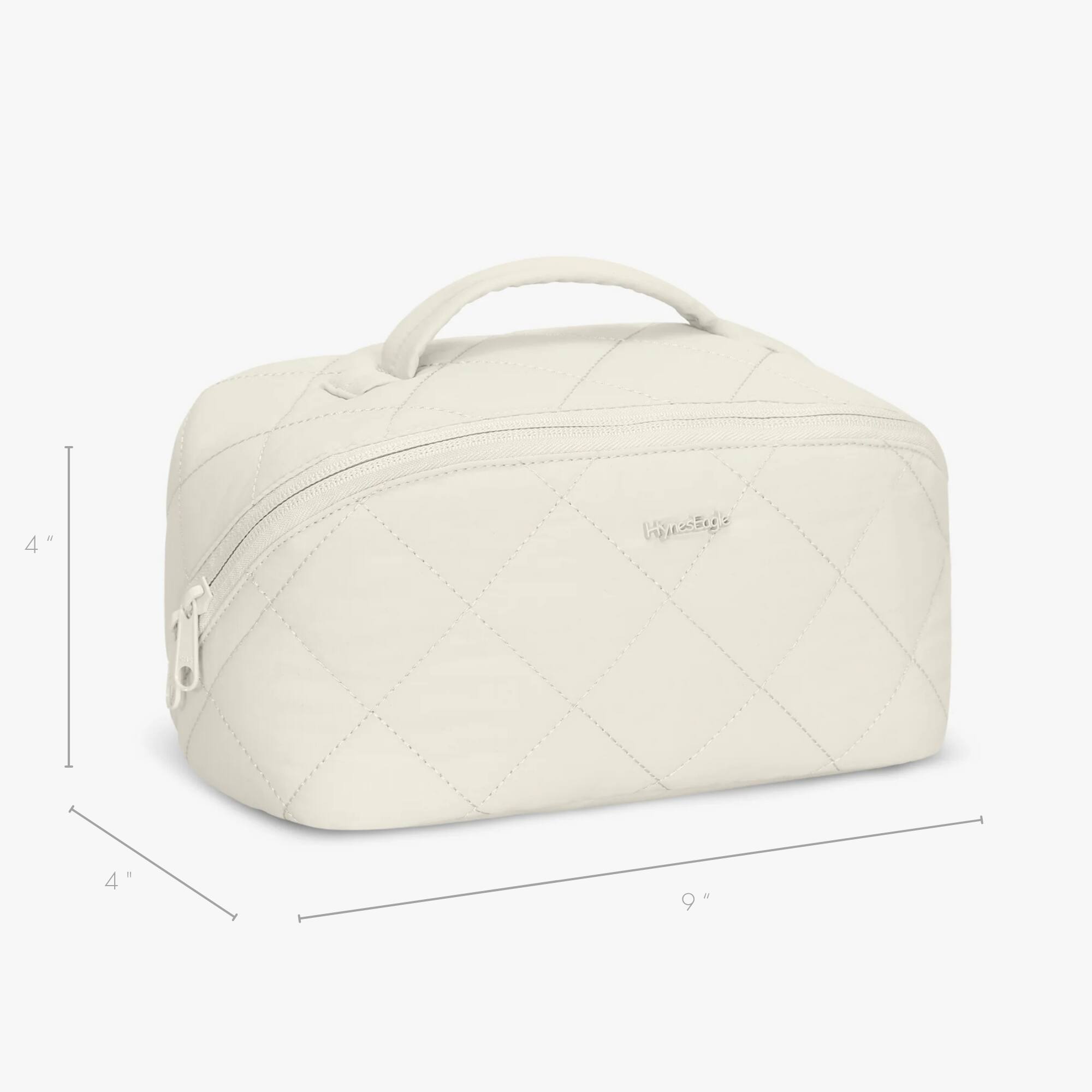Back. Hynes Eagle - Quilted Makeup Bag Organizer - Ivory.