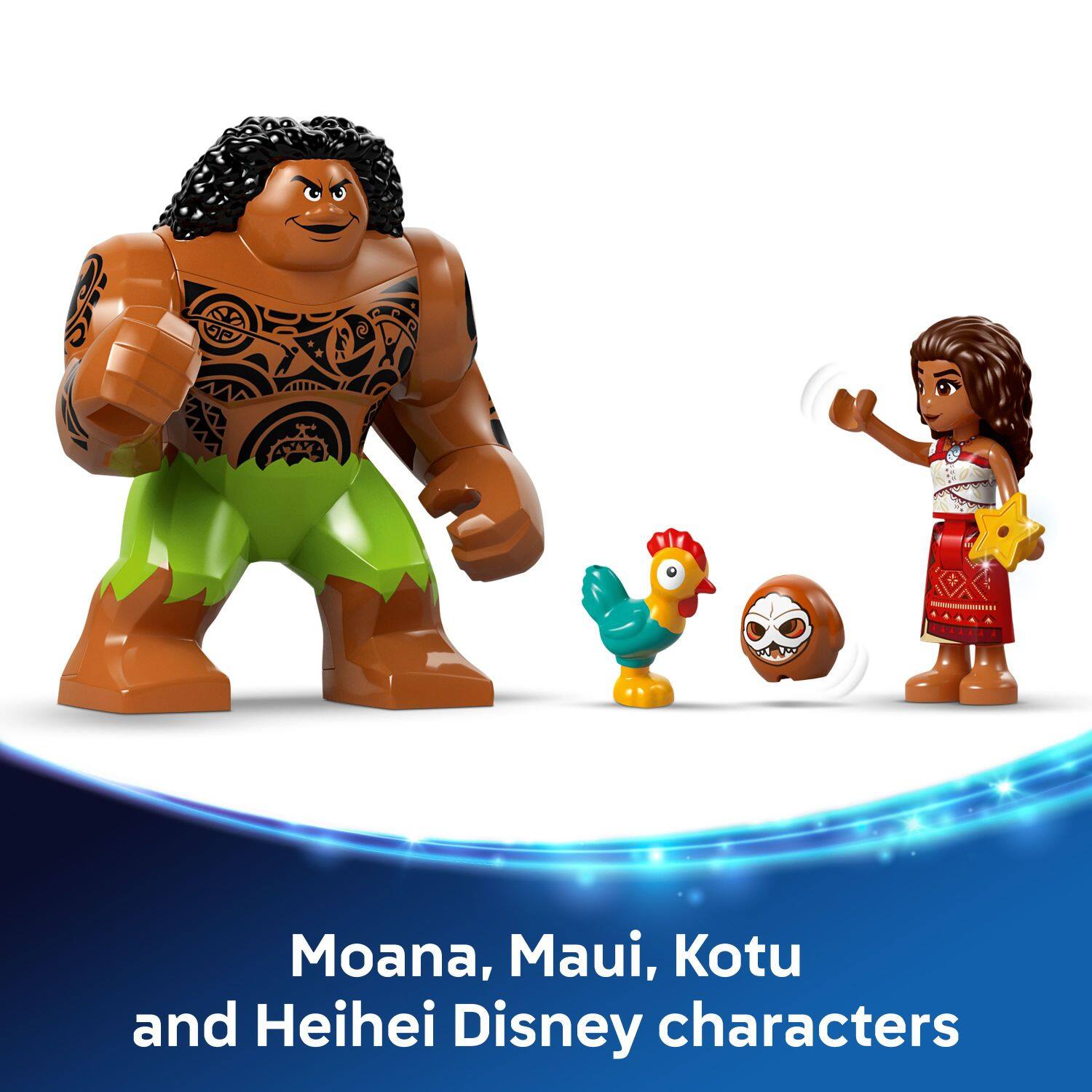 Moana, Maui, Koutu and Heihei Disney characters