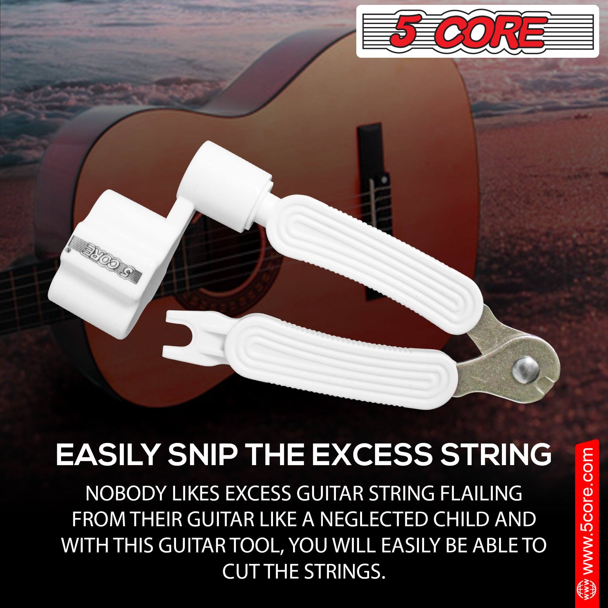 5 CORE

EASILY SNIP THE EXCESS STRING

NOBODY LIKES EXCESS GUITAR STRING FLAILING FROM THEIR GUITAR LIKE A NEGLECTED CHILD AND WITH THIS GUITAR TOOL, YOU WILL EASILY BE ABLE TO CUT THE STRINGS.

www.5core.com