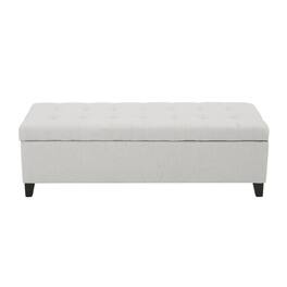 HTUTWOO - Upholstered Storage Ottoman Bench - Entryway Bench, End of Bed Bench, Ottoman Foot Rest for Bedroom,Supports 300 lbs - Light Gray