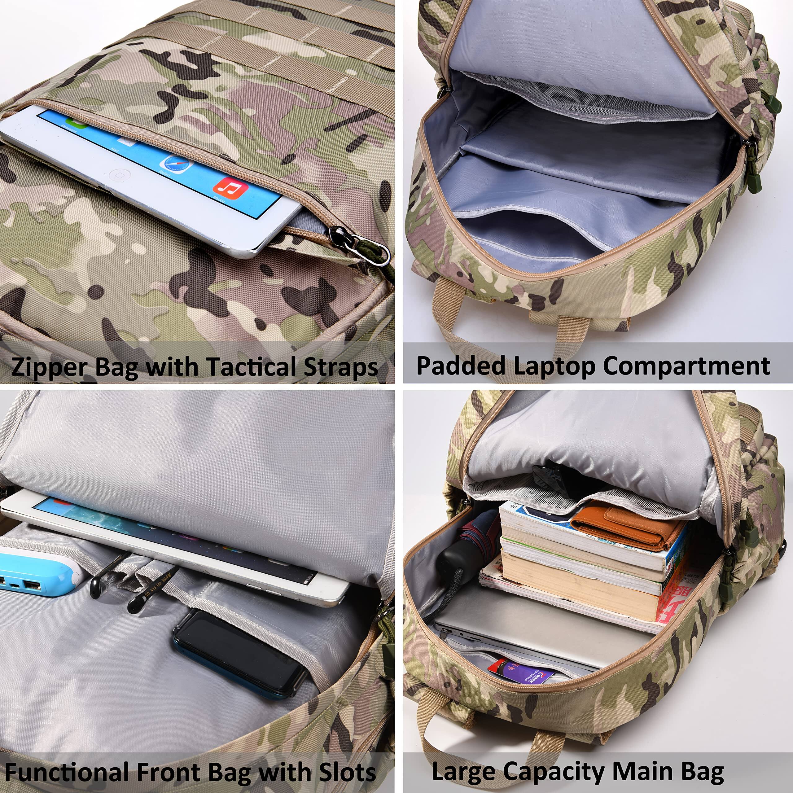 Alt View 1. Live At Space - Backpack With Lunch Box Waterproof School Bag Outdoor Travel Camping Daypack Camo For Rucksack (amy Green  Large) - Amy Green Backpack-Large.