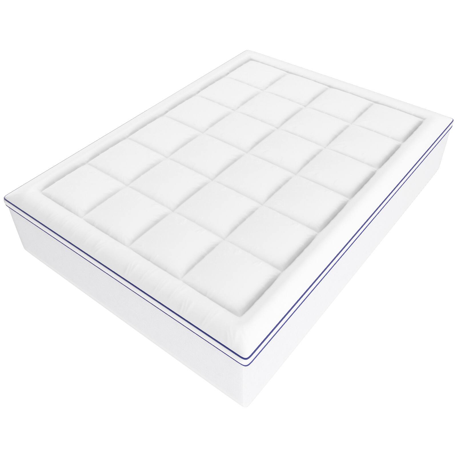 Alt View 5. VEVOR - Mattress Topper, Queen Size, 1" Thickness, Fiber Fill Pad with Detachable and Washable Layer, Comfortable Supportive - white.