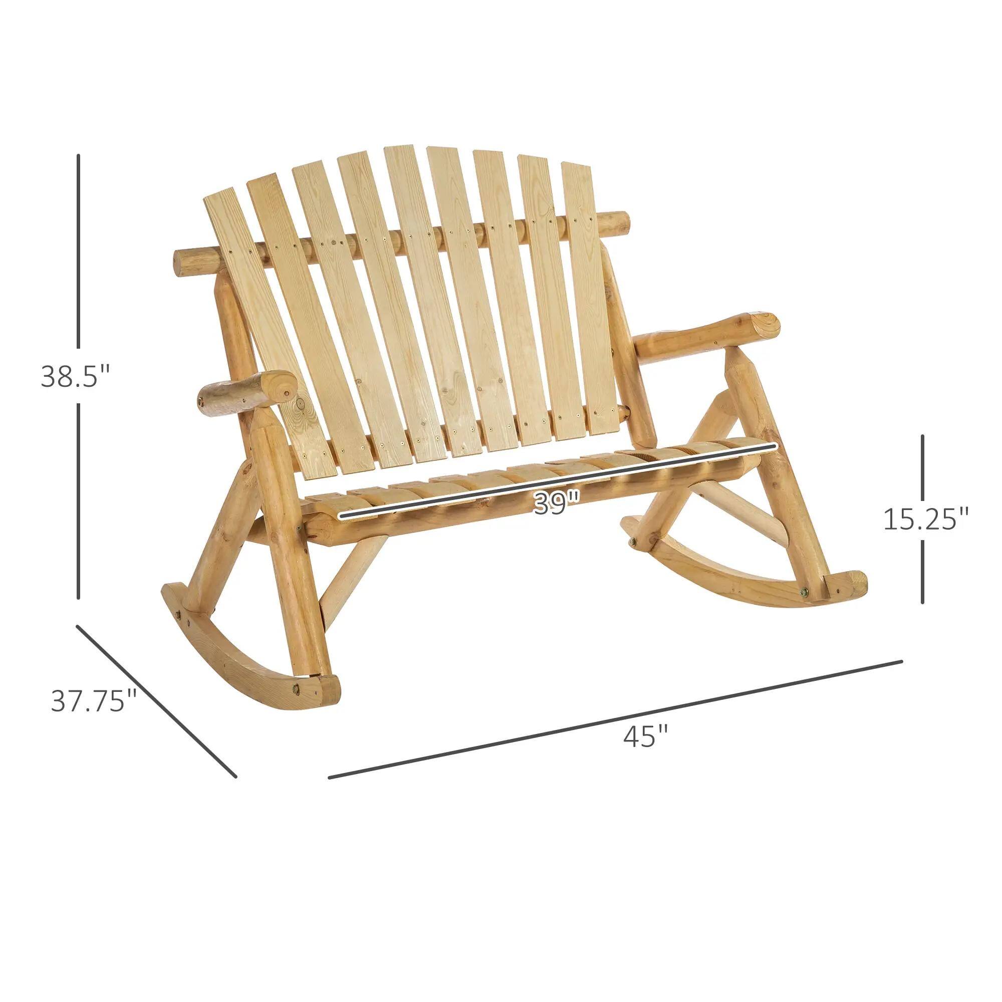 Resenkos Adirondack Double Slider Wooden rocking chair, High Back ...