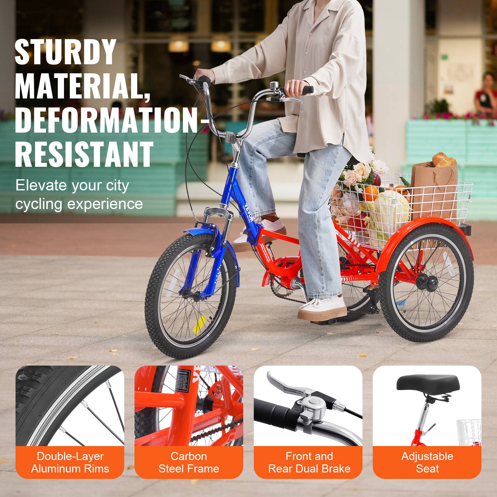 STURDY MATERIAL, DEFORMATION-RESISTANT
Elevate your city cycling experience

YEVOR m
Double-Layer Aluminum Rims
Carbon Steel Frame
Front and Rear Dual Brake
Adjustable Seat