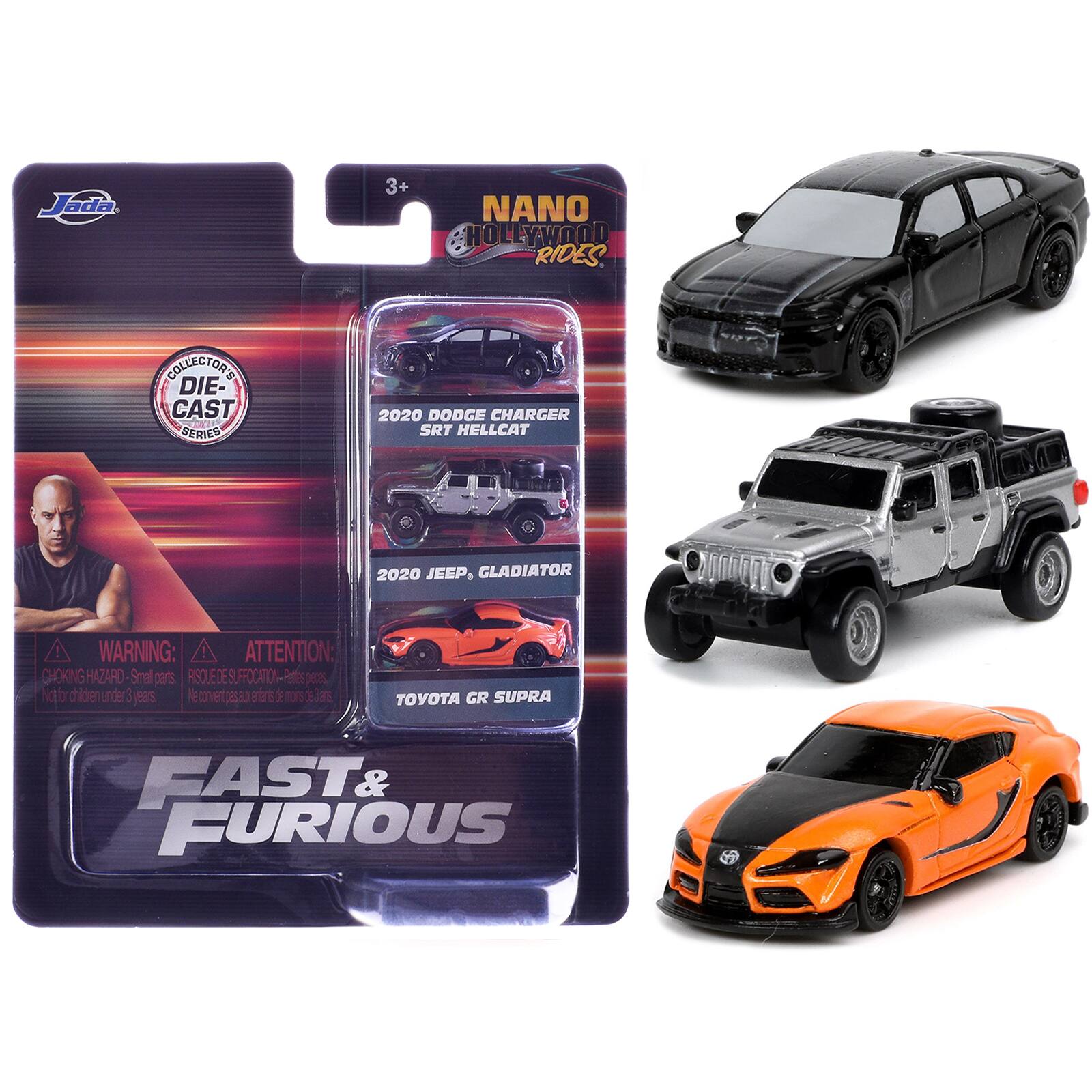 "Fast & Furious 9" (2021) Movie 3 piece Set "Nano Hollywood Rides" Series Diecast Model Cars by Jada