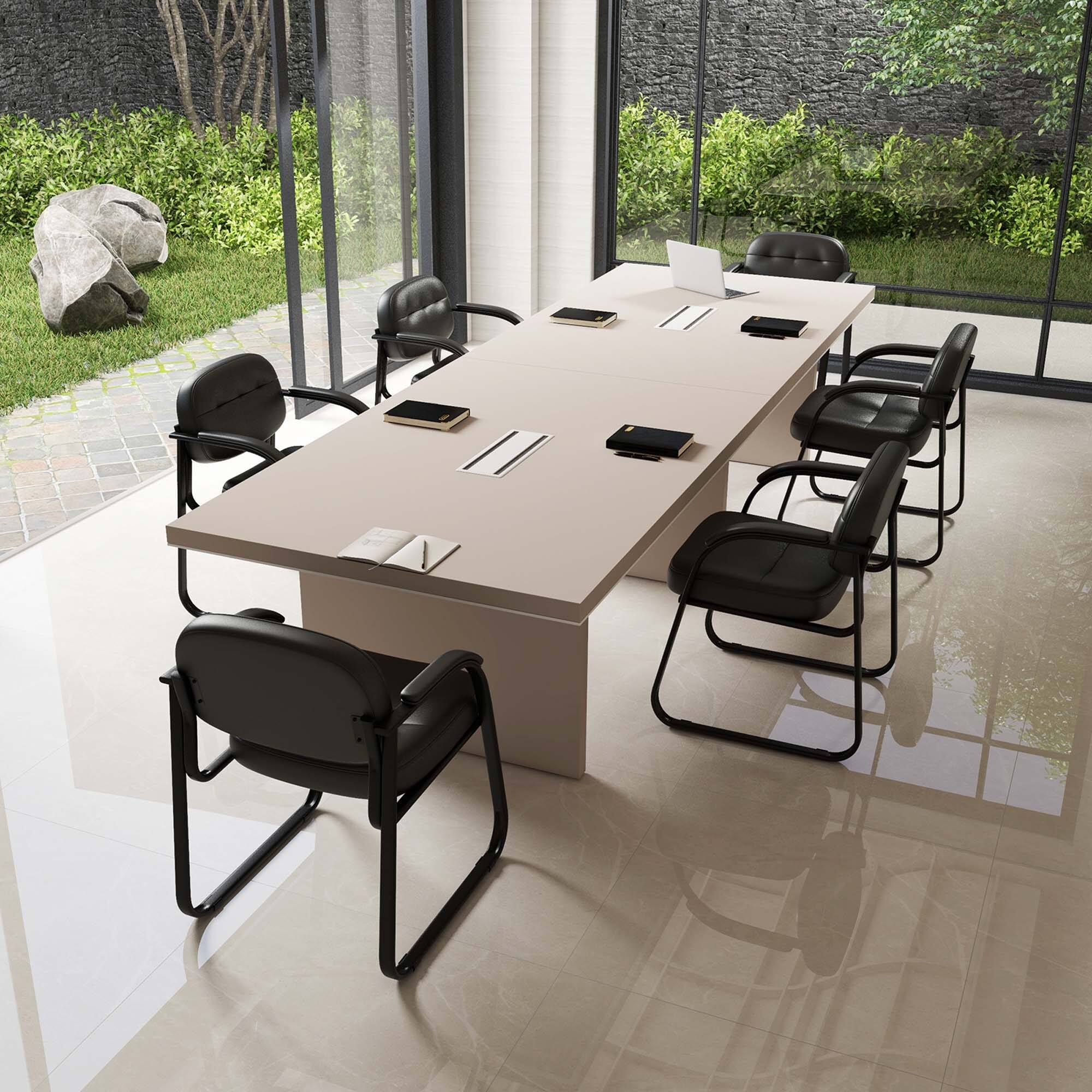 Angle. Costway - Waiting Room Chair Set of 6 with Sled Base and Padded Arm Rest Home - Black.