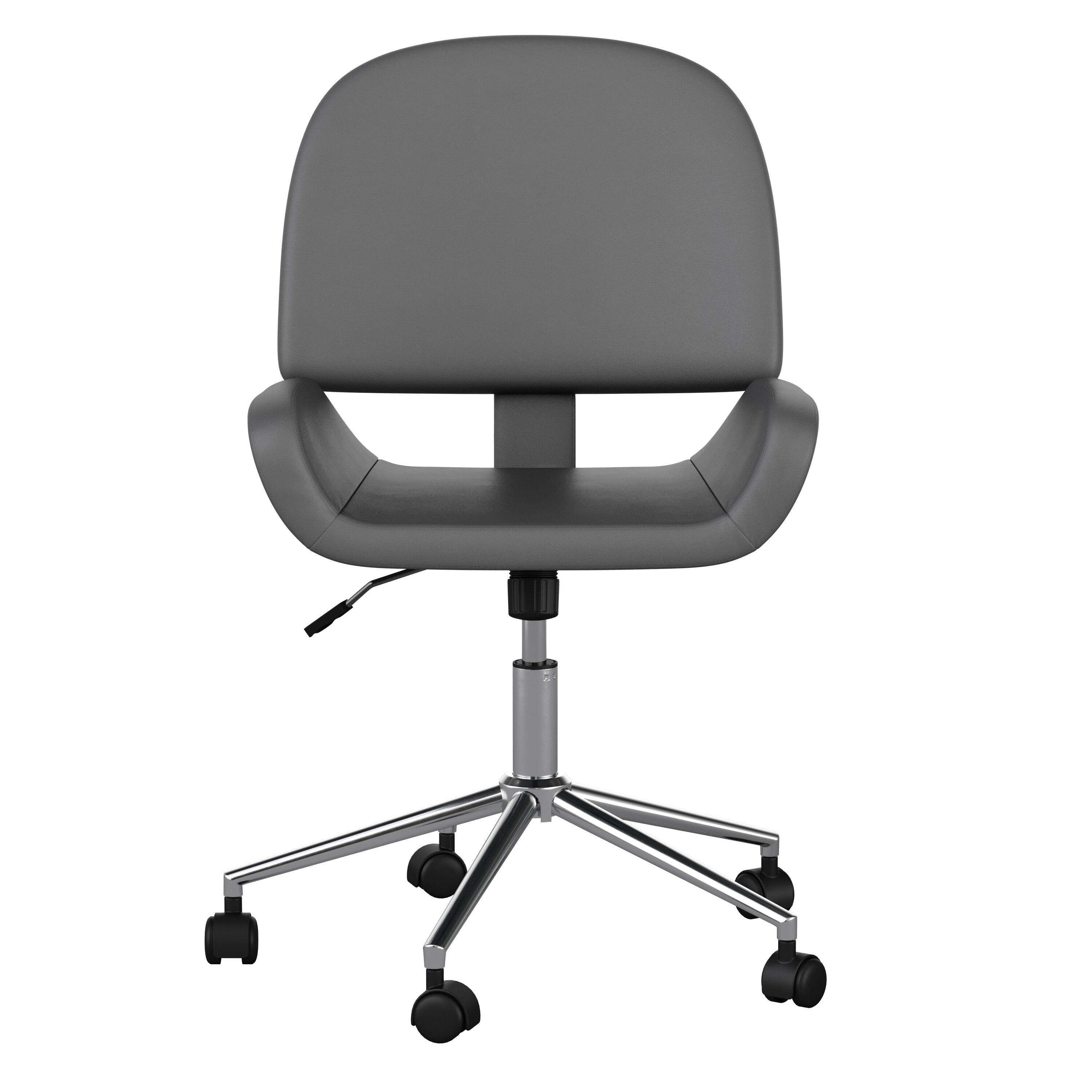 Alt View 21. Martha Stewart - Tyla Faux Leather Armless Office Chair - Gray Faux Leather/Polished Nickel.