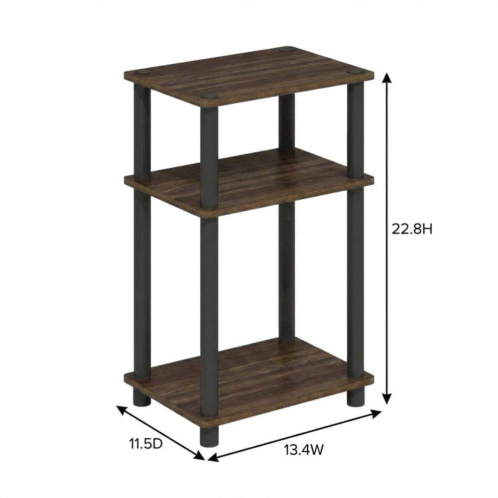 FurniFact - Brown Walnut 3-Tier Side & Night Stand with Modern Storage Design - Brown Walnut/Black price history on PriceWatchPro