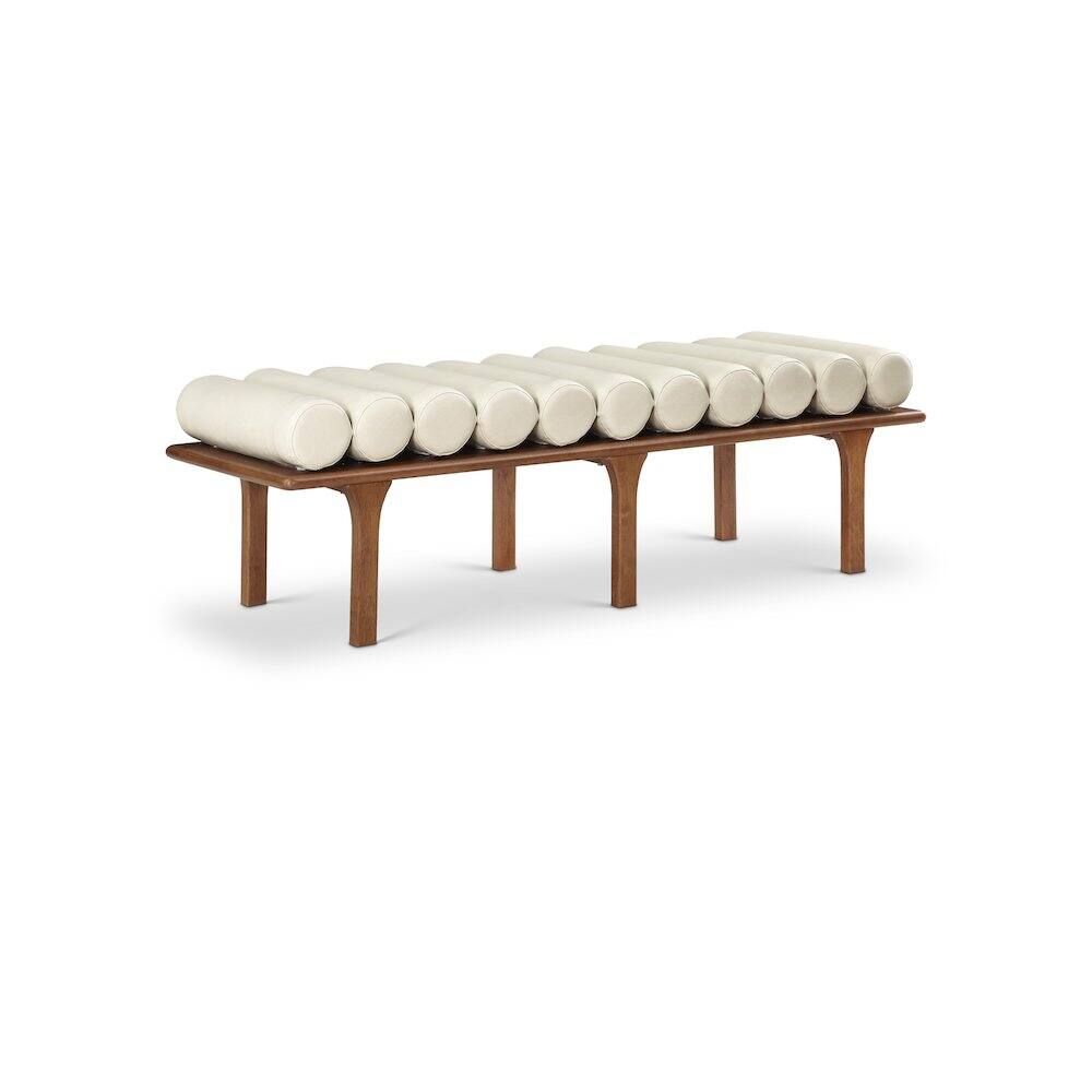 Meridian Furniture - Landon Cream Vegan Leather Bench - Beige