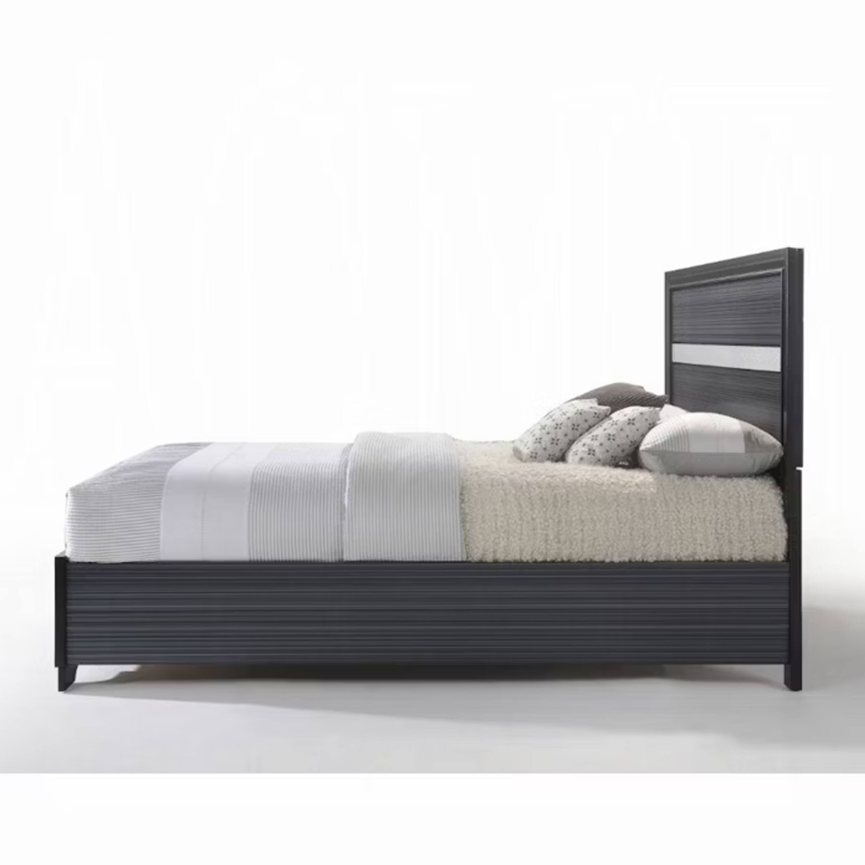 Alt View 2. Manhattan Lane - Contemporary Acrylic Trim Accent Eastern King Bed with 2 Drawers, Black - Black.