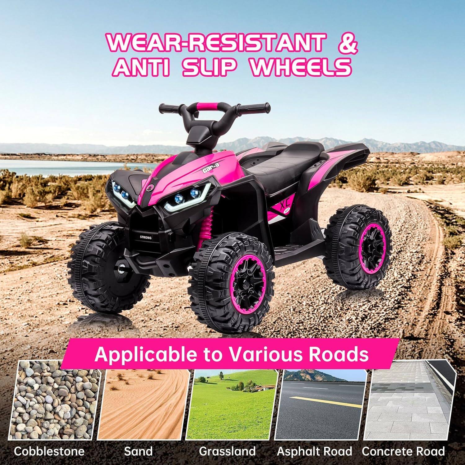 WEAR-RESISTANT & ANTI SLIP WHEELS

Applicable to Various Roads

Cobblestone
Sand
Grassland
Asphalt Road
Concrete Road