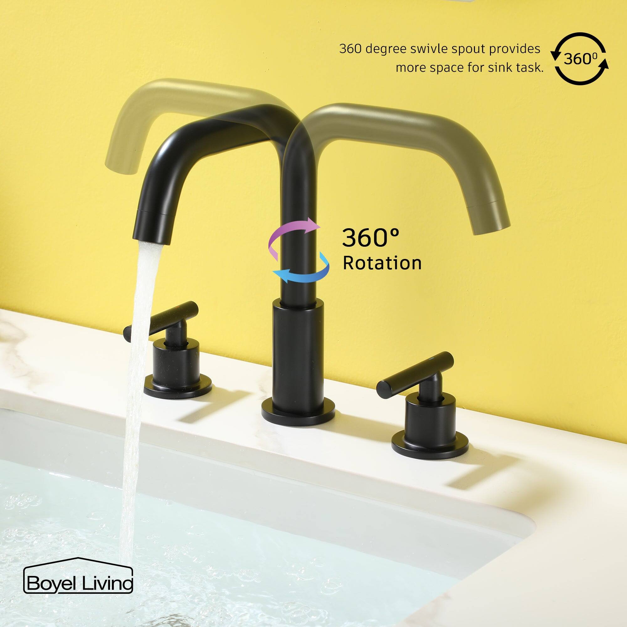 360 degree swivel spout provides more space for sink task. 360 Rotation Boyel Living