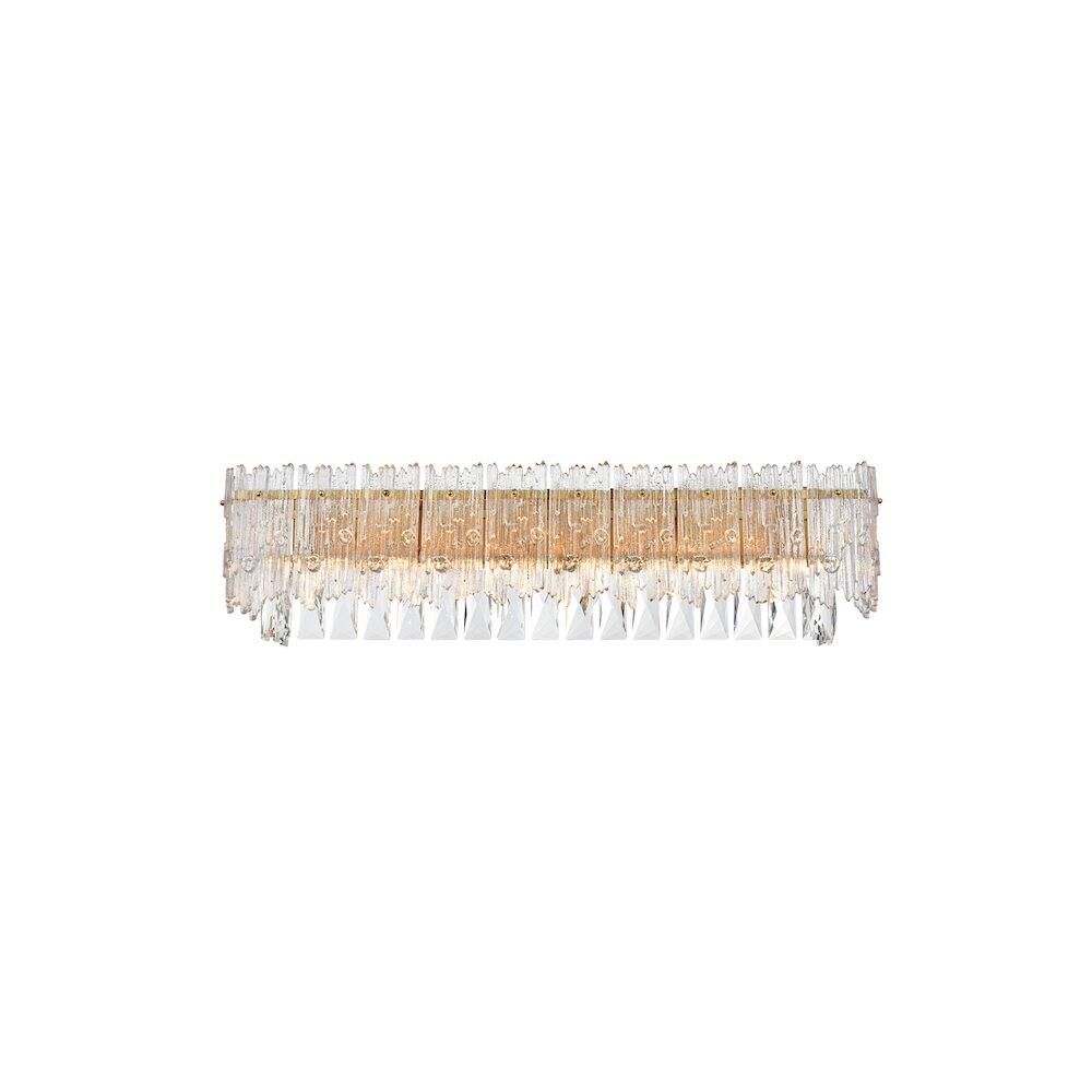 Alt View 4. Elegant Lighting - Emilia 27 inch Wall Sconce in Satin Gold - Satin Gold And Clear.