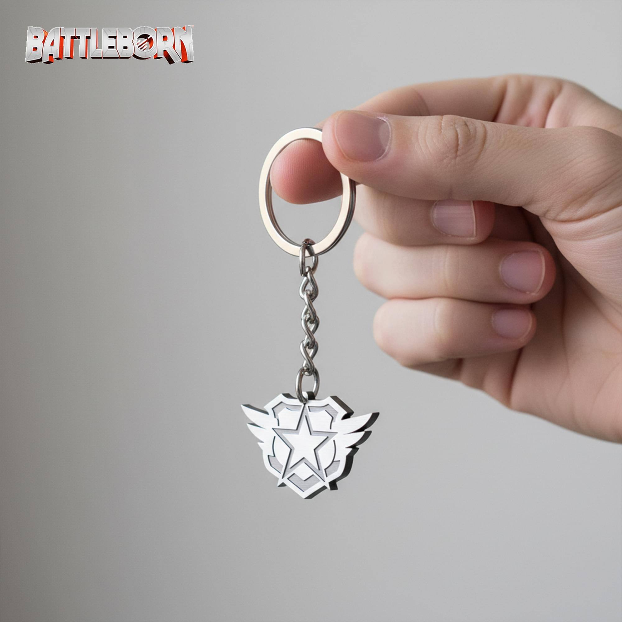 Alt View 3. Gaya Entertainment - Battleborn "United Peacekeeping Republics" Logo Metal Keychain - Silver.