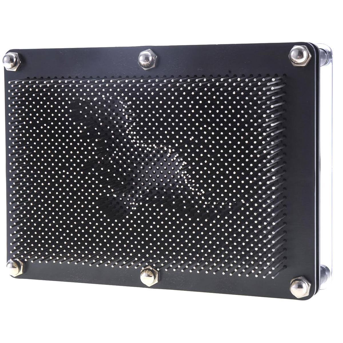 Angle. JuzToys - 3D Pin Art Board Game Toy, Classic Pin Impression Desk Toys Sculpture for Children Adults, Metal - Silver.