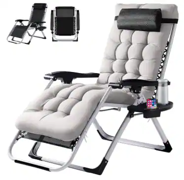 Front. Anysun - Zero Gravity Reclining Chair - Camping Lounge with Cup Holder Trays & Removable Cushion for Indoor/Patio Use - Gray.