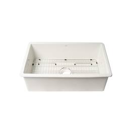 Alfi - brand Fireclay 32 x 19 Single Bowl Undermount / Drop In Kitchen Sink with Grid - White