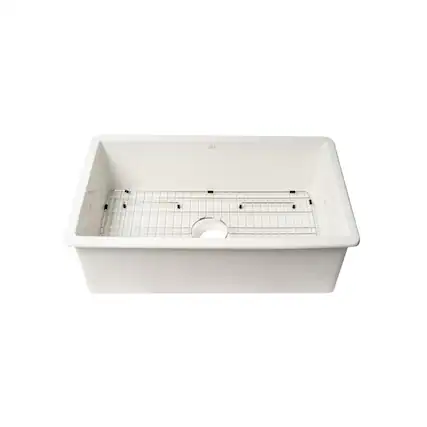 Front. Alfi - ALFI brand Fireclay White 32 x 19 Single Bowl Undermount / Drop In Kitchen Sink with Grid - White.