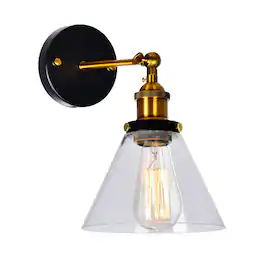 CWI Lighting - Eustis 1 Light Wall Sconce With Finish - Black & Gold Brass