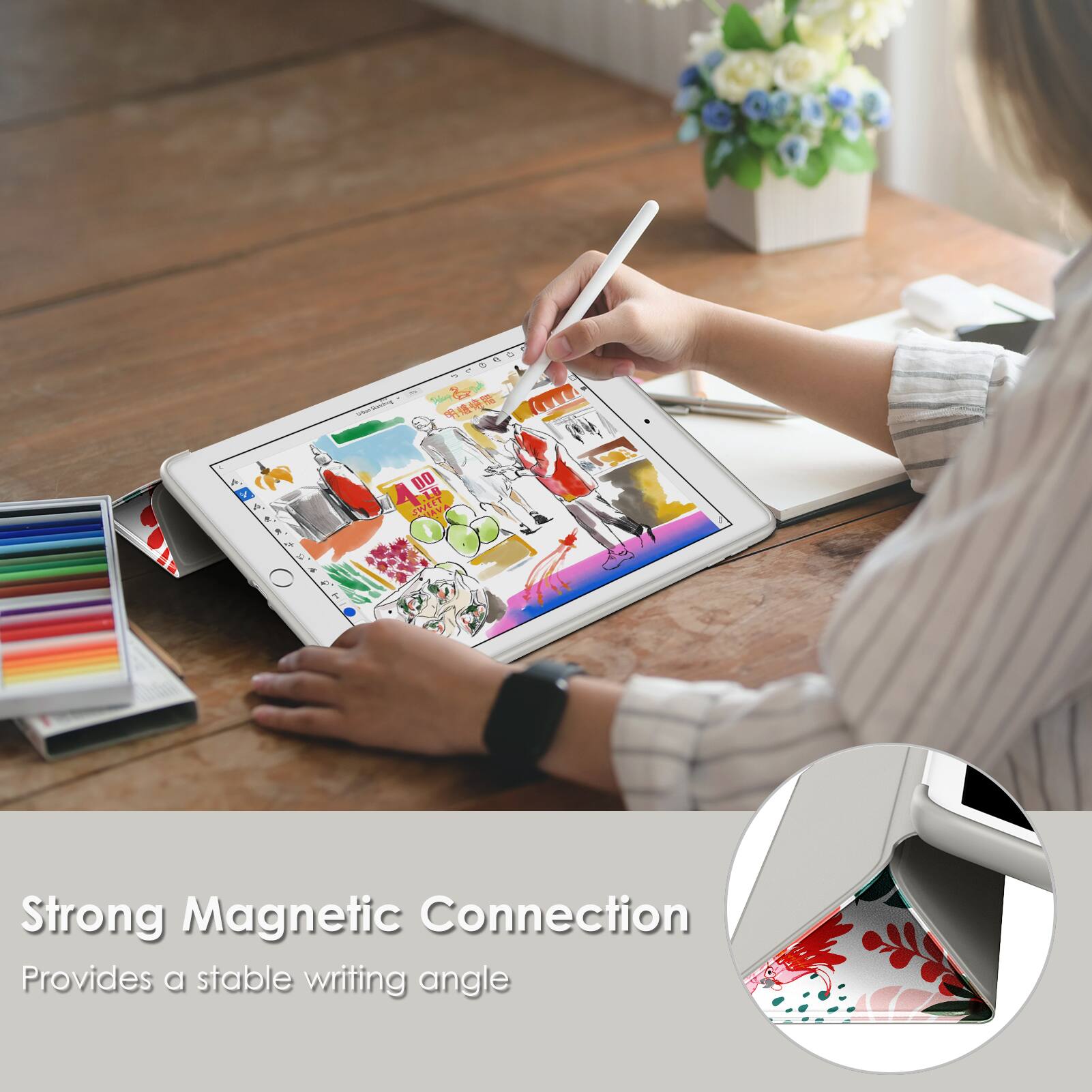 Strong Magnetic Connection  
Provides a stable writing angle