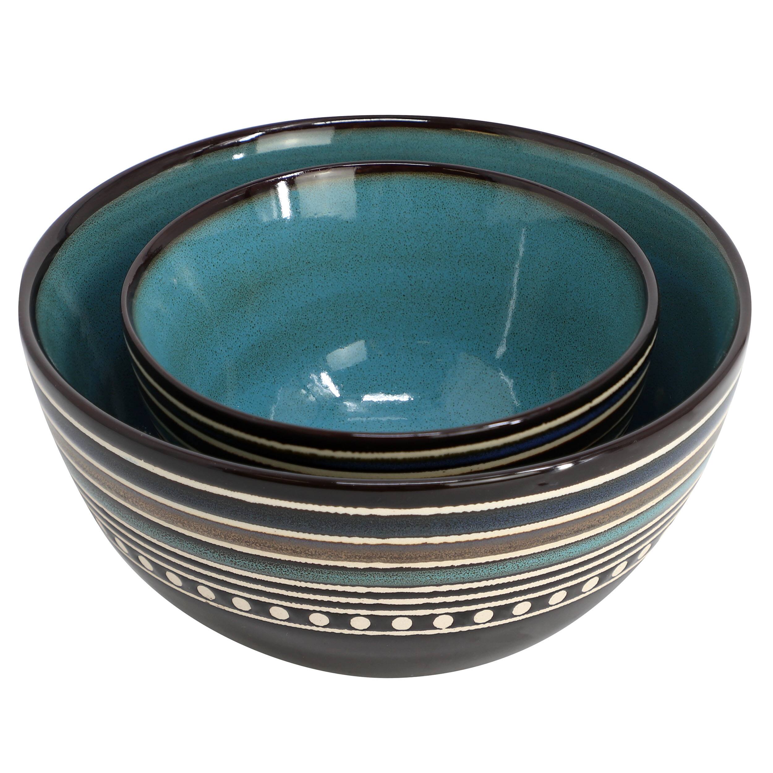 Alt View 3. Gibson - Gibson Elite Café Versailles 16 Piece Double Bowl Dinnerware Set in Blue - Blue.