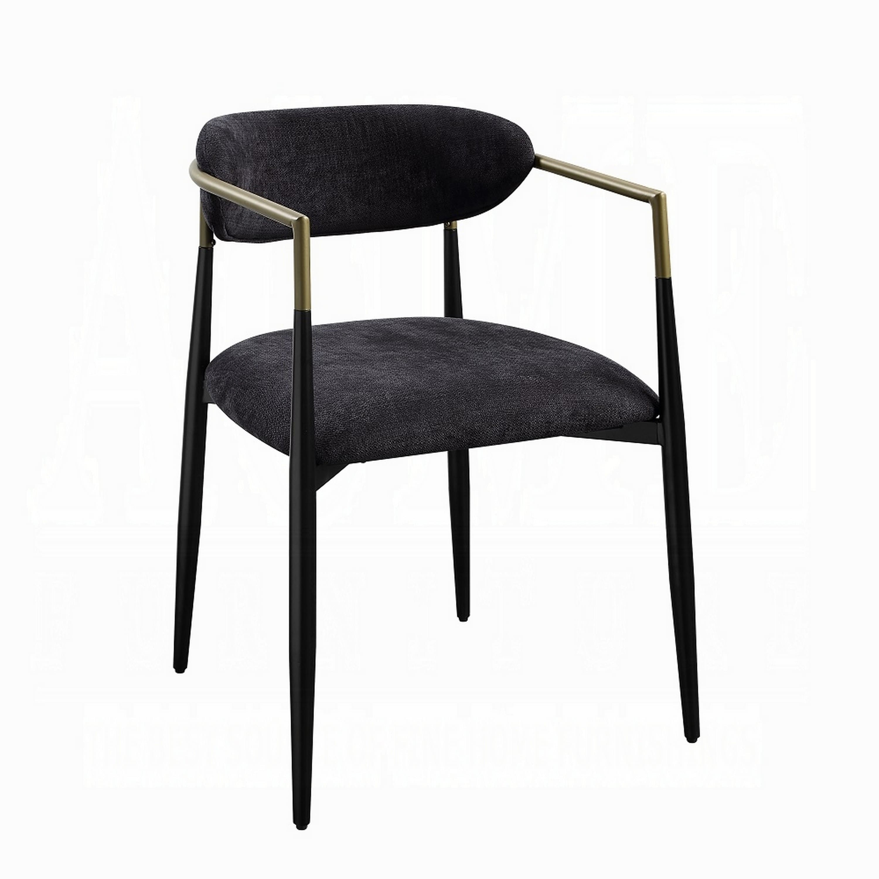 Manhattan Lane - Vonn Dining Side Chair Set of 2, Black Gold Metal, Black Fabric - Black/Gold