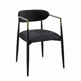 Manhattan Lane - Vonn Dining Side Chair Set of 2, Black Gold Metal, Black Fabric - Black/Gold