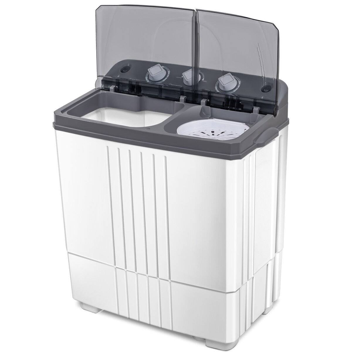 Alt View 6. SKONYON - Twin Tub Portable Washing Machine with Spin Dryer and High Capacity Design - Gray.