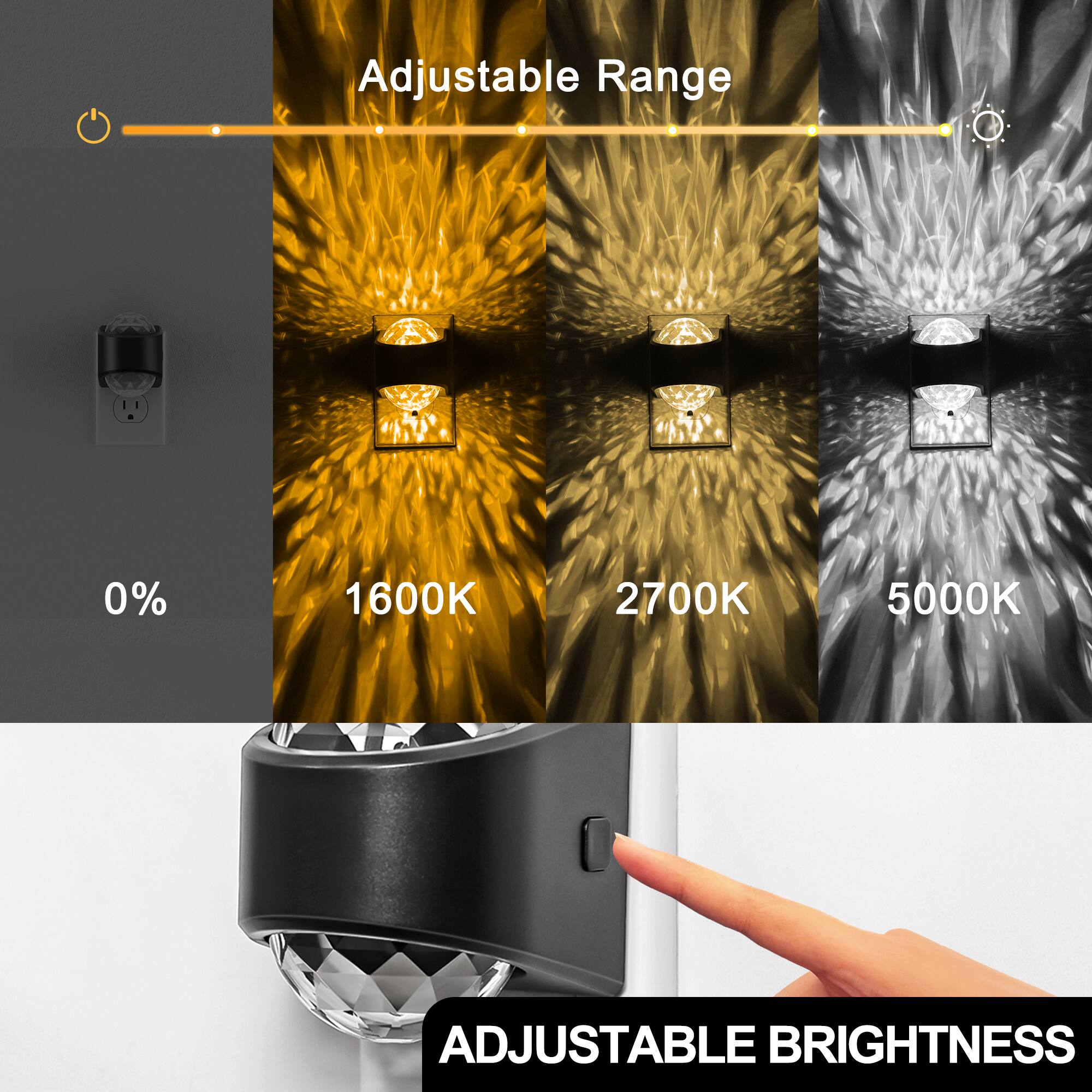Adjustable Range  
0%  
1600K  
2700K  
5000K  
ADJUSTABLE BRIGHTNESS