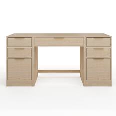 Front. Martha Stewart - Kayden Modular 1 Drawer Desk & Dual 3 Drawer File Cabinets - Light Natural.