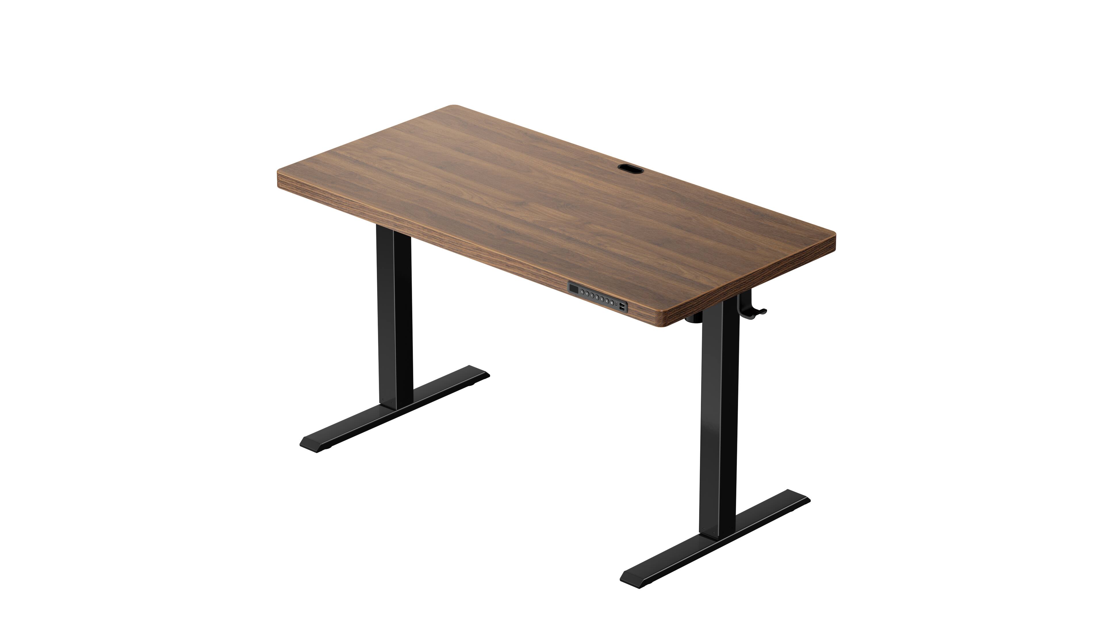 Alt View 6. ErgoAV - Adjustable Walnut Electric Standing Desk with USB Ports - 48" x 24", Model ERDS2-01WN - Walnut.