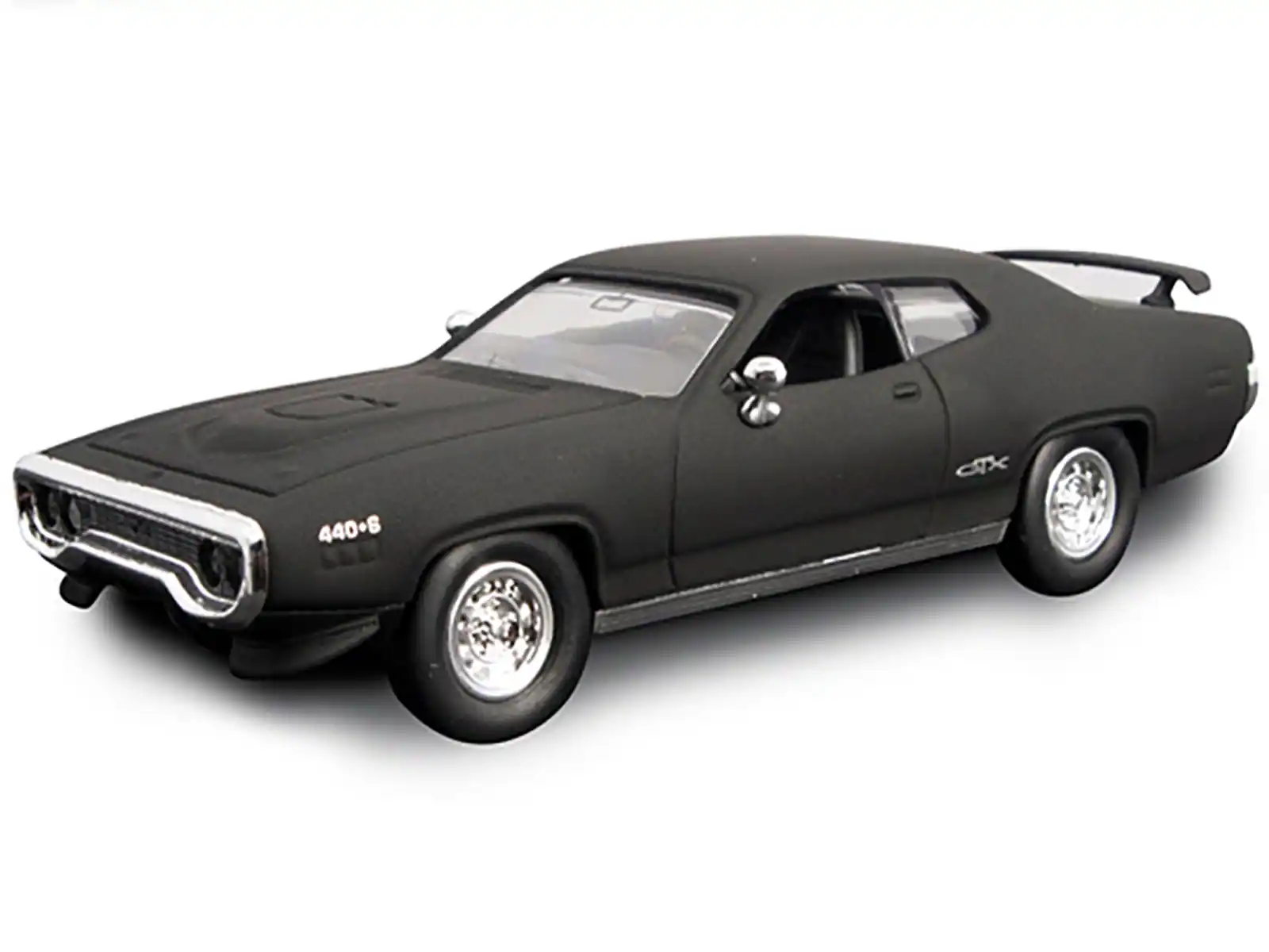 Alt View 1. Road Signature - 1971 Plymouth GTX Matt Black 1/43 Diecast Model Car by Road Signature.