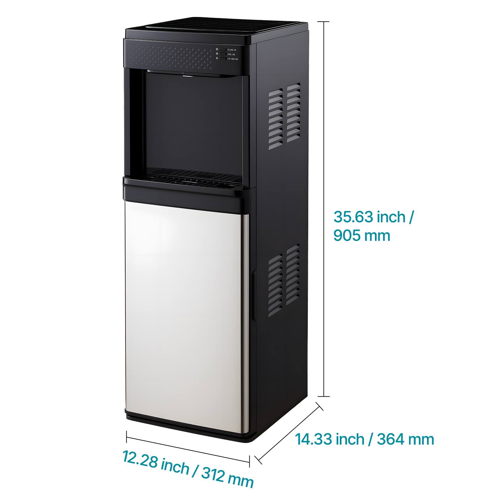 35.63 inch / 905 mm  
12.28 inch / 312 mm  
14.33 inch / 364 mm