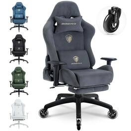 Dowinx - Gaming Chair with Rollerblade Wheels, Suede Fabric Office Chair Breathable with 3D Adjustable Armrests - Gray