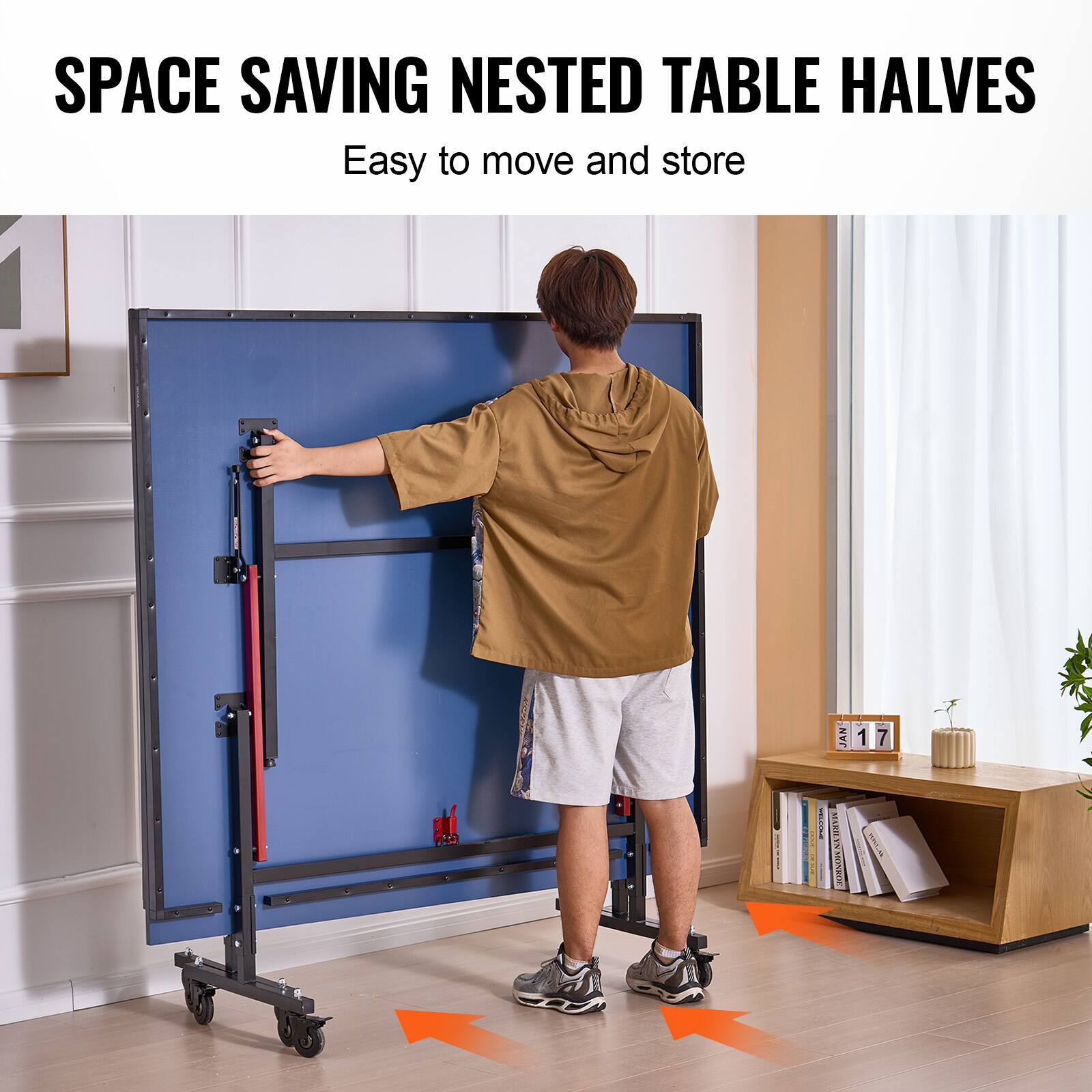 SPACE SAVING NESTED TABLE HALVES  
Easy to move and store