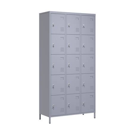 Front. Dexmalle - Dexmalle-72"H 15 Door Metal Lockers Cabinet-Gray.