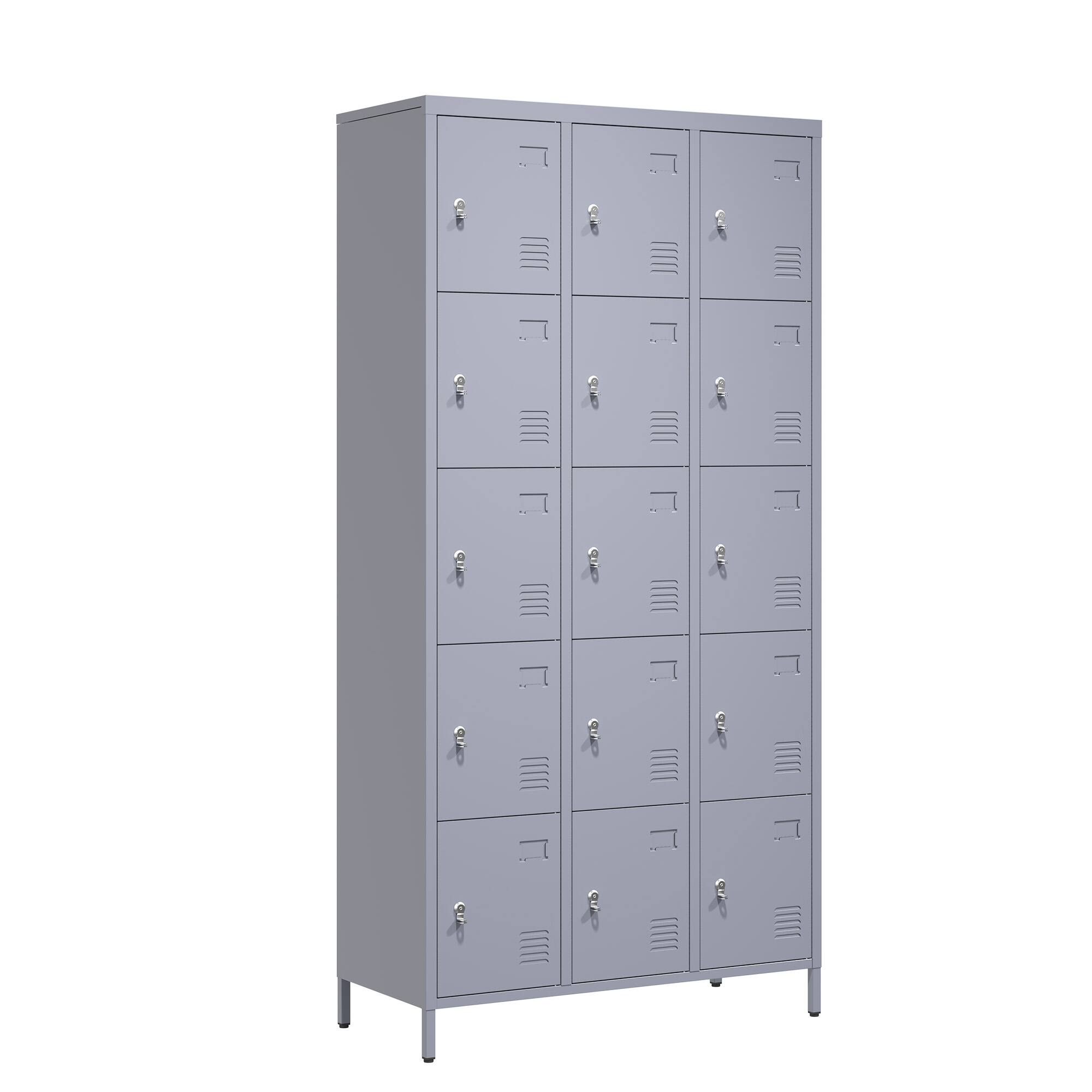 Front. Dexmalle - Dexmalle-72"H 15 Door Metal Lockers Cabinet-Gray.