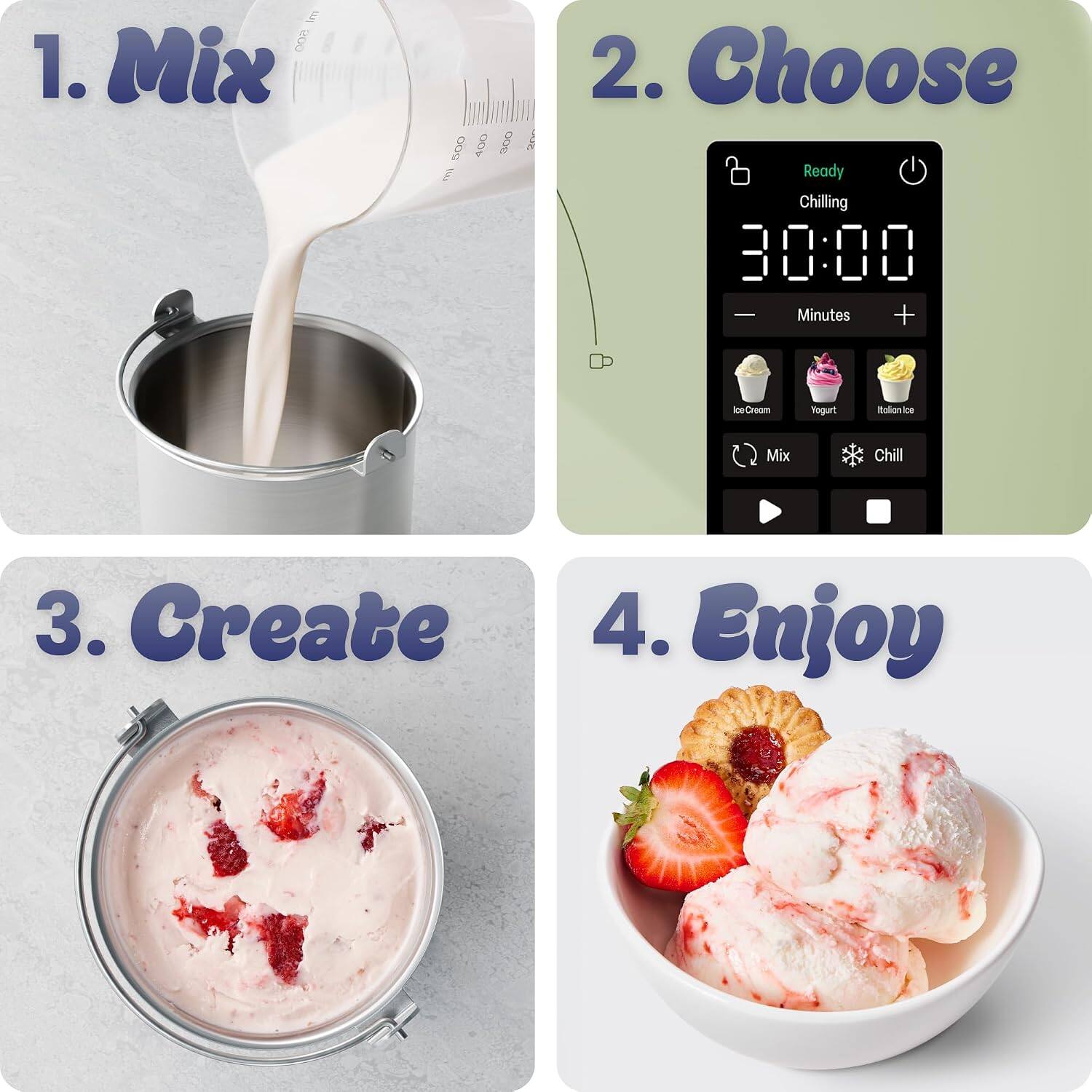1. Mix  
2. Choose Ready Chilling 30:00 Minutes + keGreum Yogurt Ralonka ca Mix Chill  
3. Create  
4. Enjoy