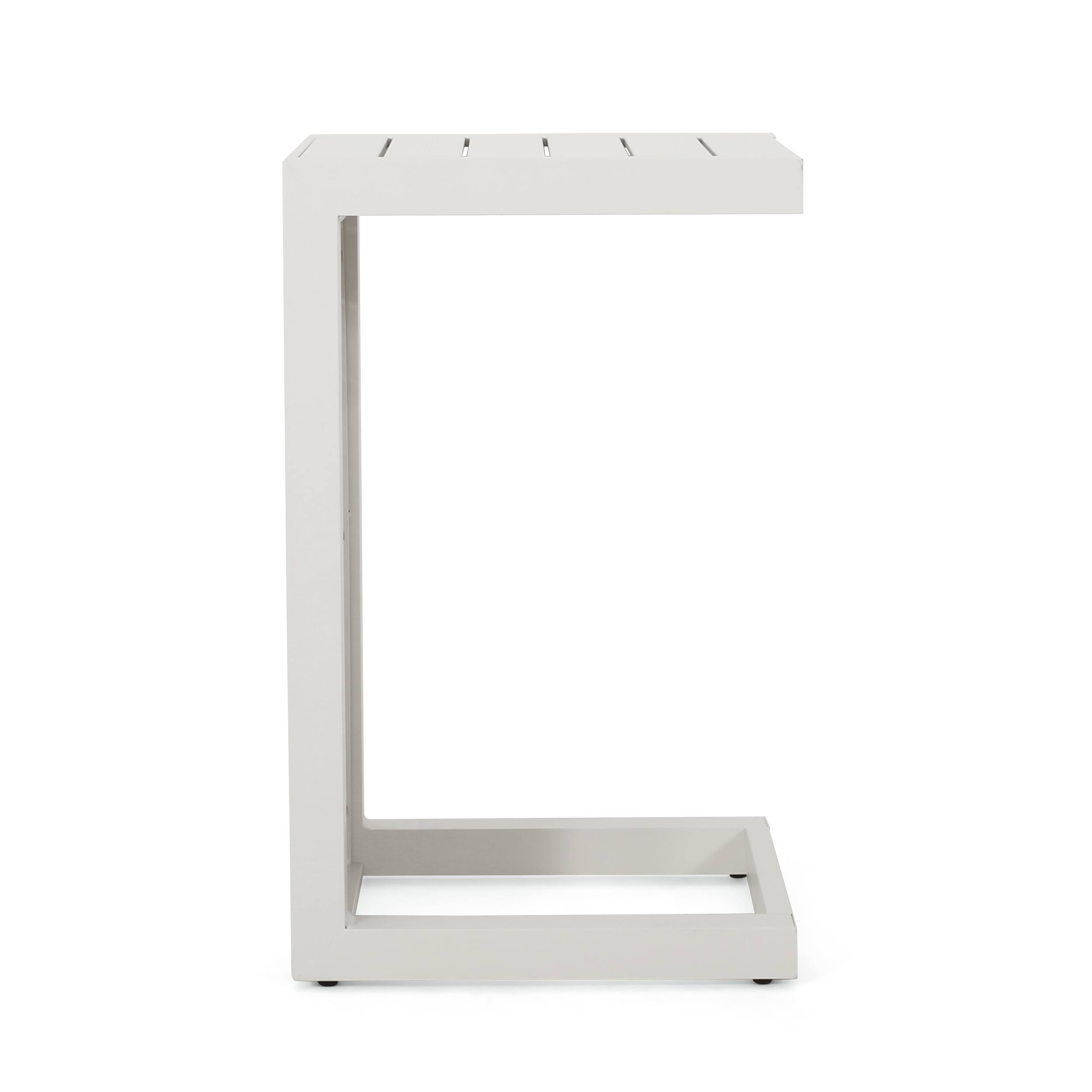 Left. Mondawe - C-Shaped Aluminum Outdoor Side Table - White.
